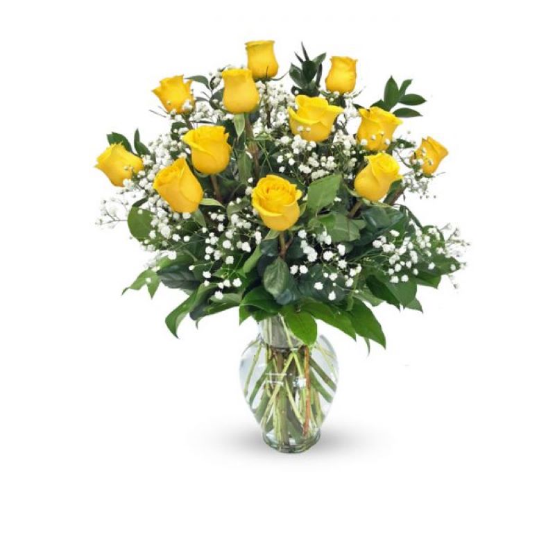 Yellow Roses with Babys Breath