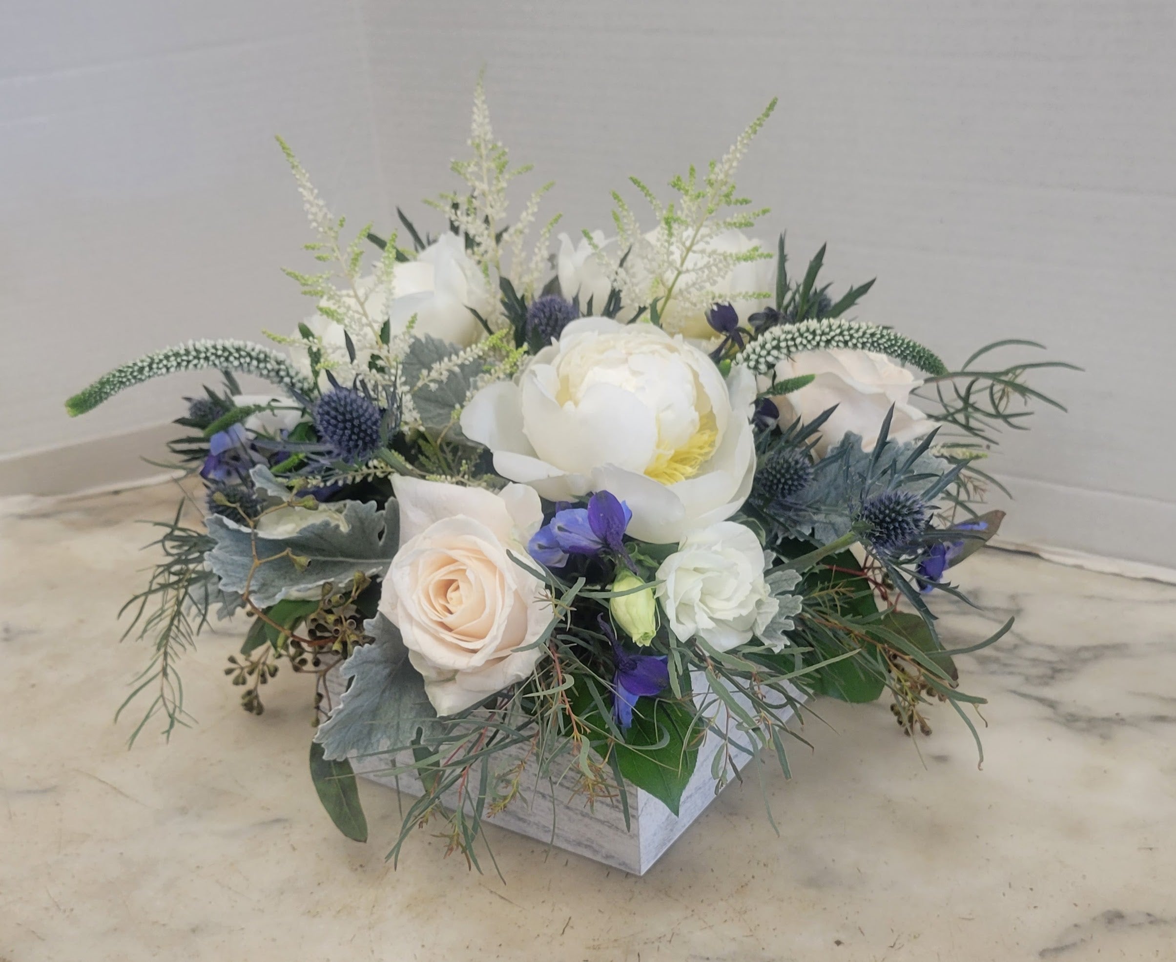 Blue and White Box Cube